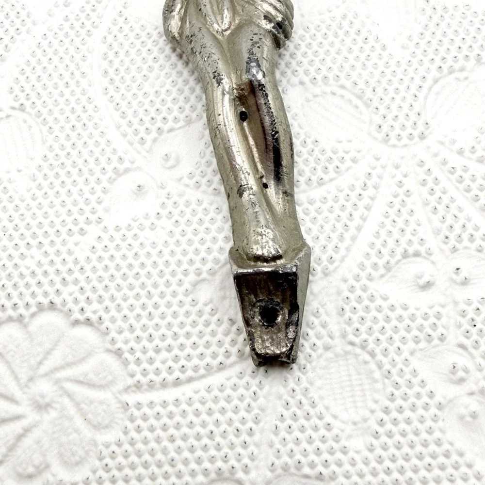 Vintage Silver Tone Pewter Jesus Corpus Christi Crucifix 2.5
